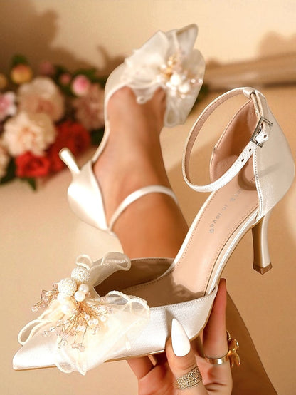 Pumps with Ankle Elegant Strap Bridal Women's - Satin Heels