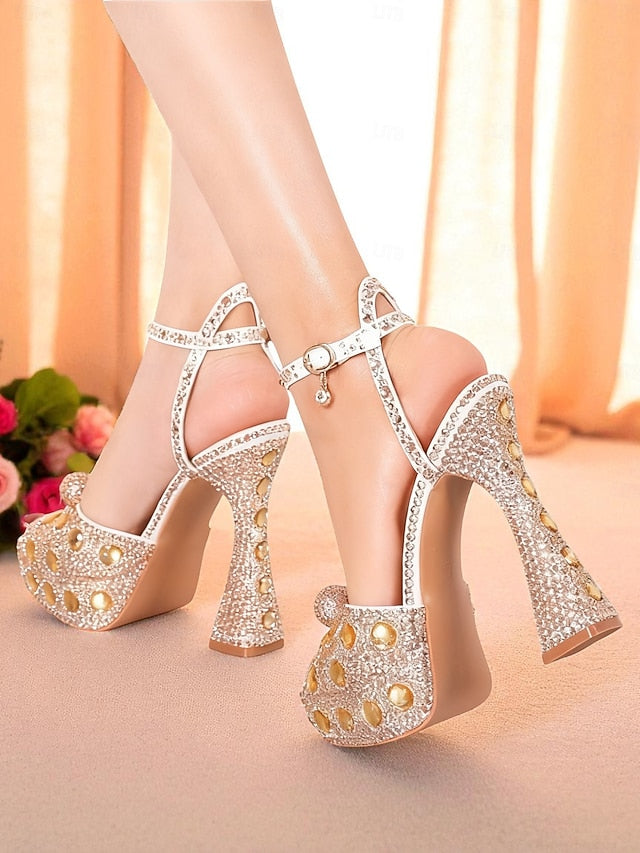 with Women's Rhinestone Platform Matching Sandals High Heel