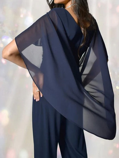 Dress Mother / Bride Jumpsuit of the Elegant Pantsuit Cape