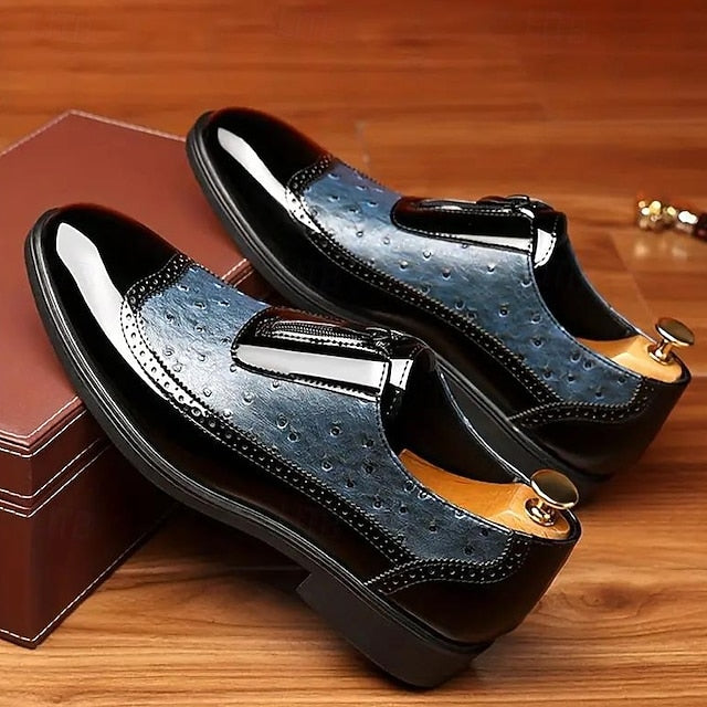 with Tan and Men's Patent Colorblock Shoes Black Formal