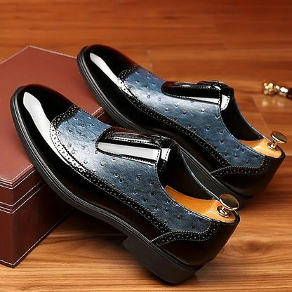 with Tan and Men's Patent Colorblock Shoes Black Formal