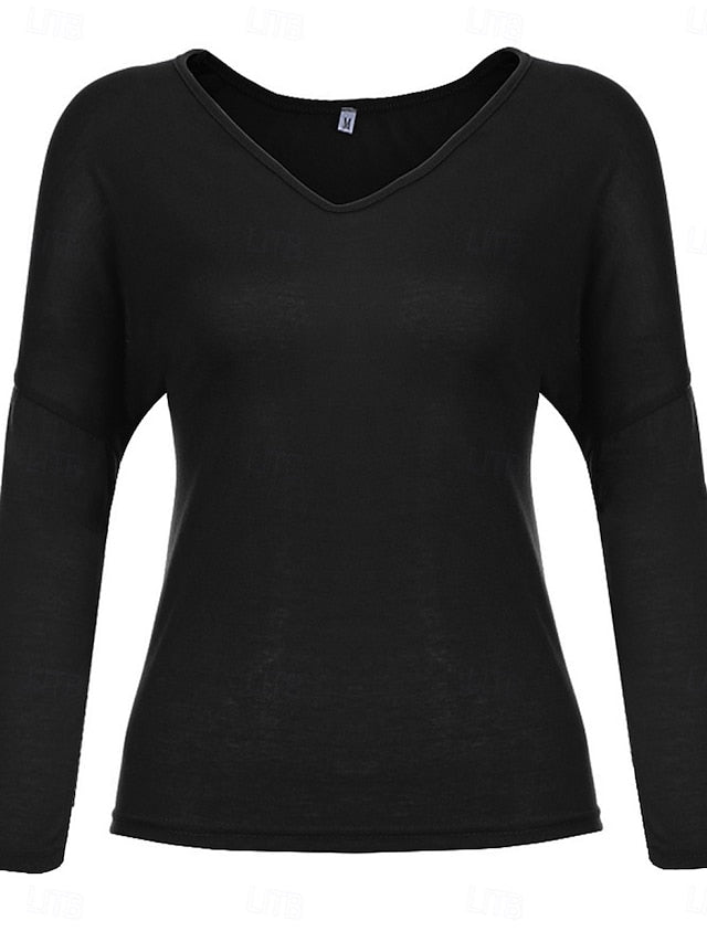 Women's Blouse Solid Color Stylish Casual Long Sleeve V
