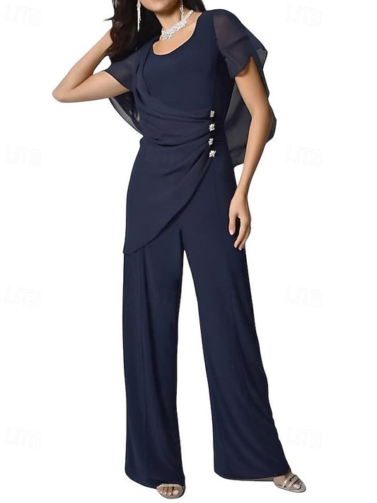 Dress Mother / Bride Jumpsuit of the Elegant Pantsuit Cape