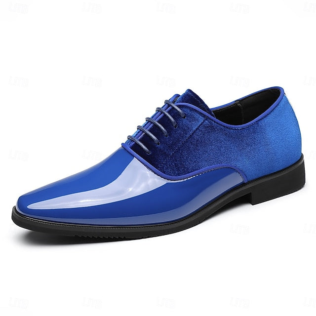 Velvet with and Shoes Glossy Blue Finish White Men's