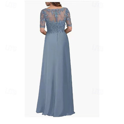 Elegant Neck Simple Mother V Bride of Dress the A-Line