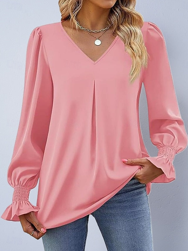 Women's Shirt Satin Shirt Blouse Plain Stylish Basic