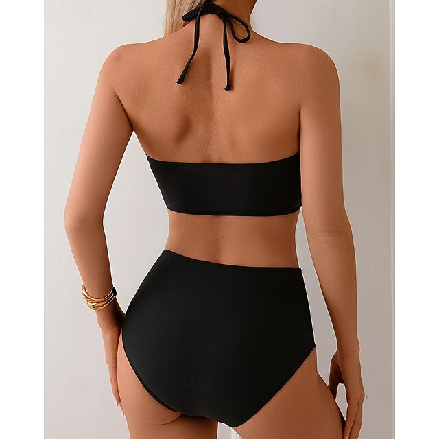 Women's Halter Bikini Top Bathing Suit 2 Pieces Solid