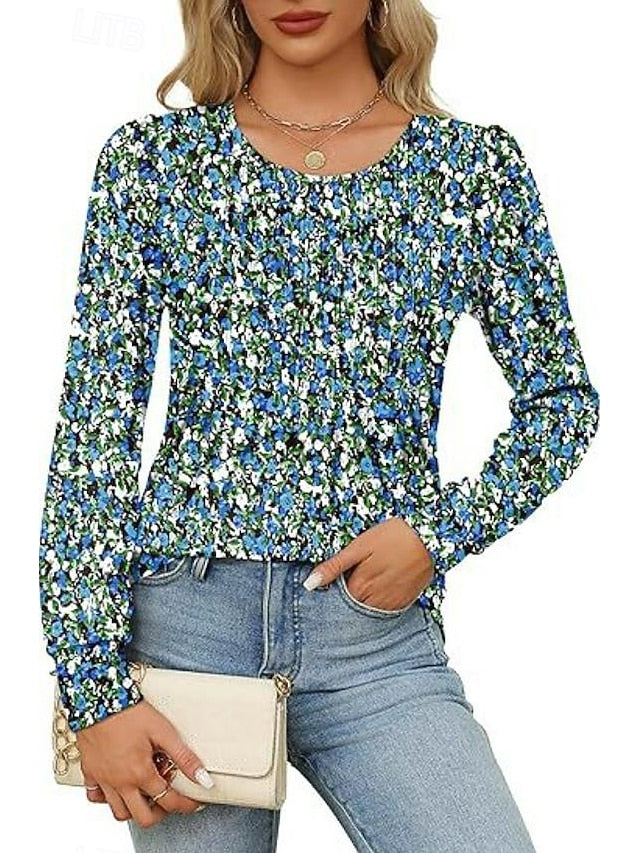 Women's Shirt Blouse Ruched Solid Color Basic Casual Long