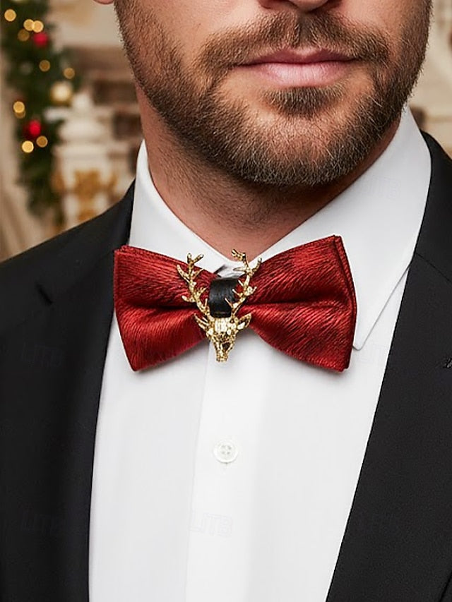 Velvet Deer Pin with Men's Bow Gold Head Tie