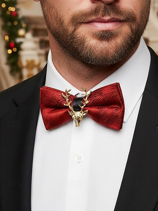 Velvet Deer Pin with Men's Bow Gold Head Tie