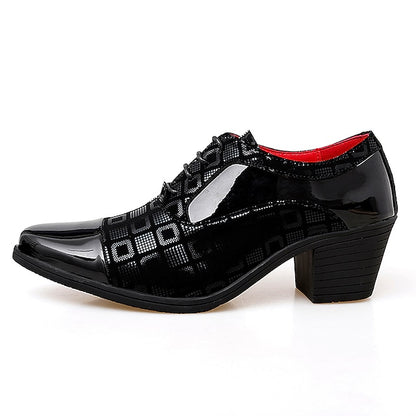 Block Men's Patent Heel and Black Shoes Leather Red Oxford
