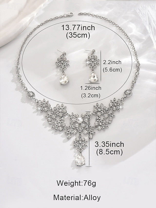 – Women's Set Silver and Jewelry Rhinestone Elegant Tiara