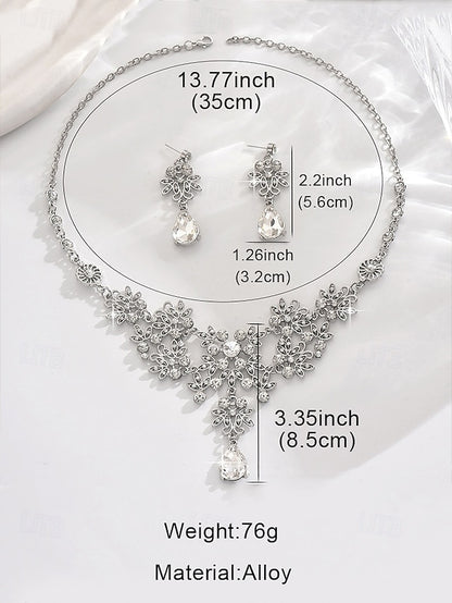 – Women's Set Silver and Jewelry Rhinestone Elegant Tiara