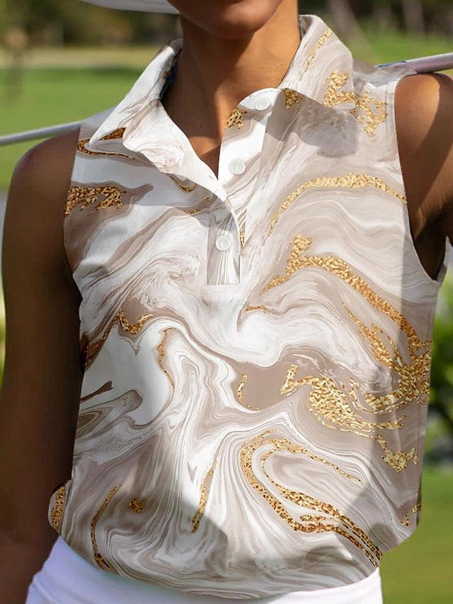 Women's Golf Polo Shirt Light Purple Khaki Sleeveless Sun
