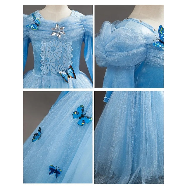 Girl Elsa Party Costume Tulle Theme Princess Frozen Flower Dress