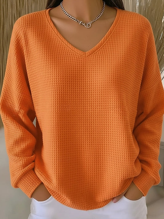 Women's Pullover Sweatshirt Casual Long Sleeve V Neck