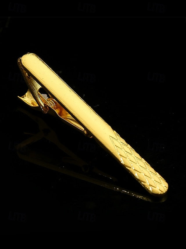 Inlay Men with – Gold Elegant for Clip Design Sleek Black Tie