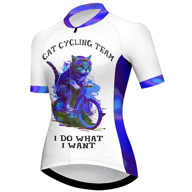 Women's Cycling Jersey Cat Funny Short Sleeve Bike Jersey