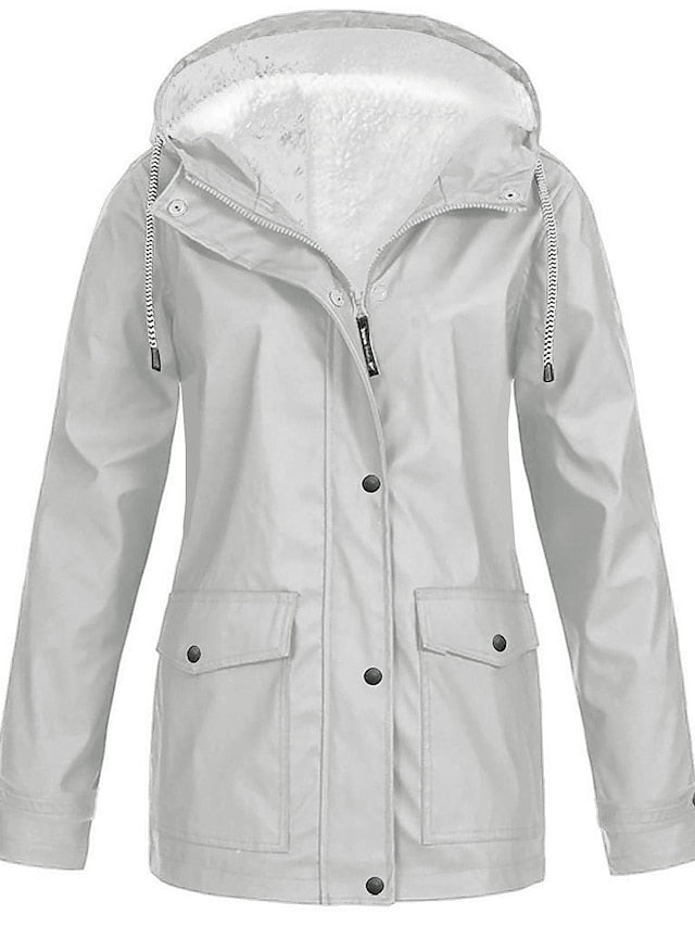 Women's Rain Jacket Raincoat Hiking Fleece Jacket Winter