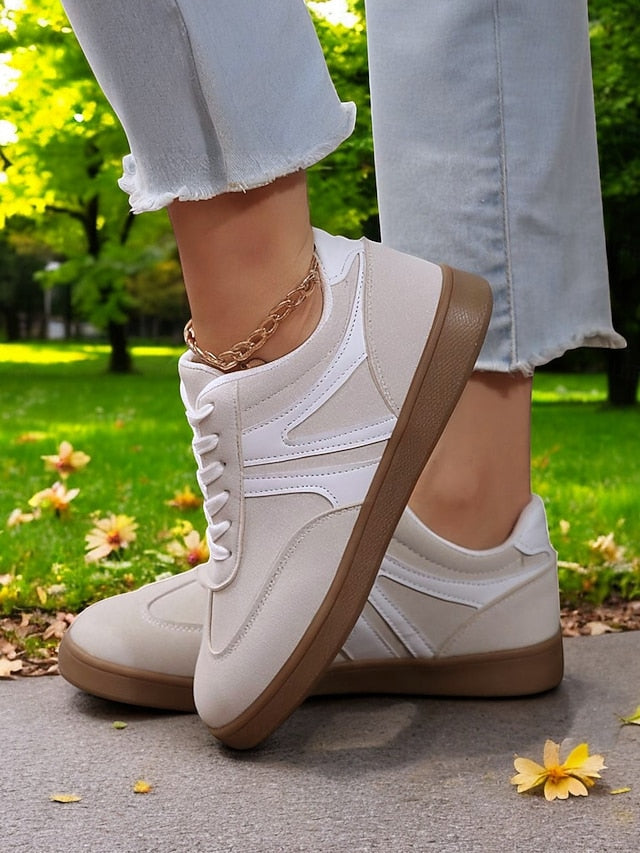 Women's Yellow Low-Top Sneakers for Women - Vintage Lace-Up