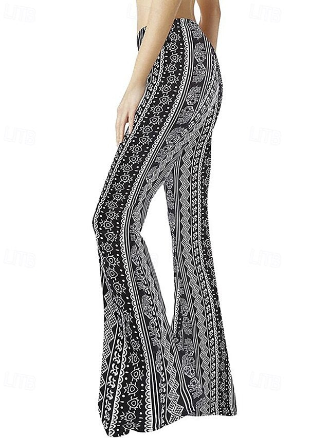 Women's Bell Bottom Slacks Fashion Boho Full Length Natural