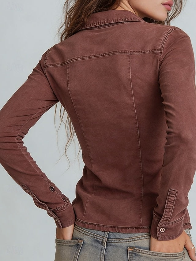 Women's Shirt Button Down Shirt Casual Shirt Buttons Plain
