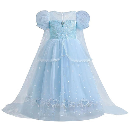 Girl Cloak Dress Cosplay Elsa Flower Frozen Princess