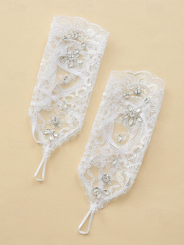 Bridal Lace Pearls with Wedding Gloves Elegant Accessories –