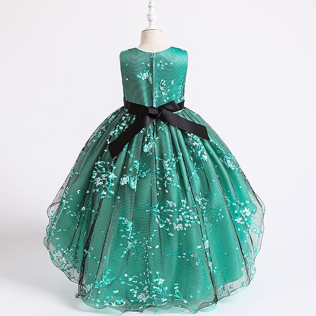 Floral Wedding Colored Sleeveless Solid Kids Dress Girls'