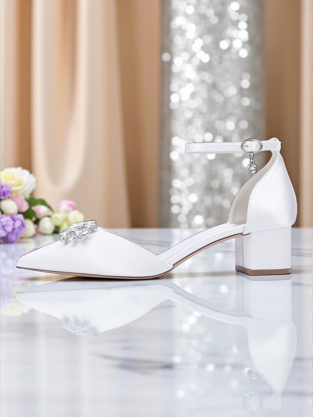 Heel Shoes with Women's Satin Wedding Block Burgundy