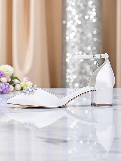 Heel Shoes with Women's Satin Wedding Block Burgundy