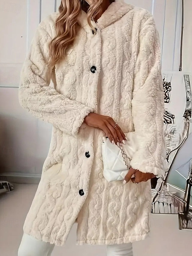 Faux Buttons Warm Fur Coat Casual Comfortable Women's