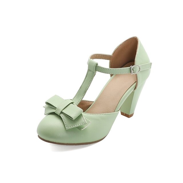 Mint Retro – Bow with 1950s T-Strap Vintage Chunky Green Heels