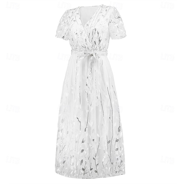 Dress Bride Neck the of V Sequin Elegant A-Line Mother