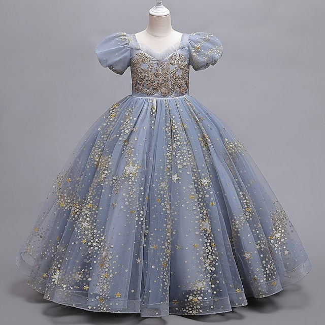 Star Polka Dot Kids Flower Girls' Short Party Dress