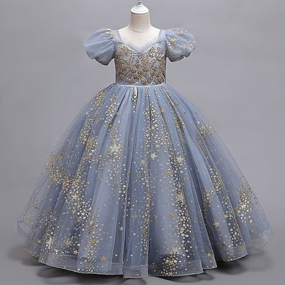 Star Polka Dot Kids Flower Girls' Short Party Dress