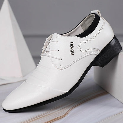 White Lace-Up Men's for Formal Elegant Shoes