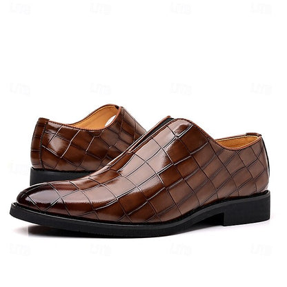 Burgundy Men's Shoes Slip-On Crocodile – Pattern