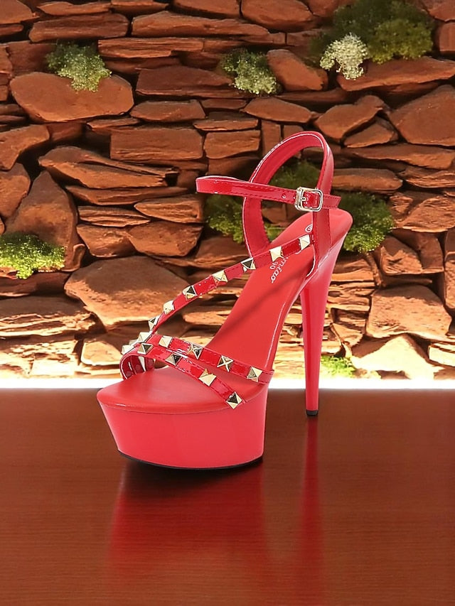 Heels Studded Women's Stiletto Straps Platform with