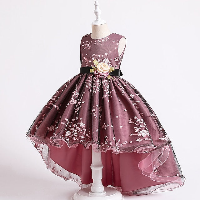 Floral Wedding Colored Sleeveless Solid Kids Dress Girls'