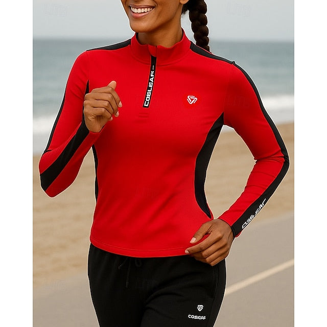 Sweatshirt Long Zipper Women's Running Top Sports Quarter