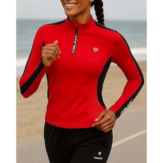 Sweatshirt Long Zipper Women's Running Top Sports Quarter