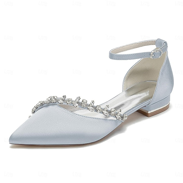 Elegant White Flats Wedding Pointed – Toe Women's Satin