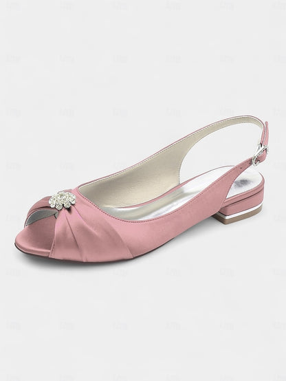 Slingback Wedding Crystal Satin with Women's Heels