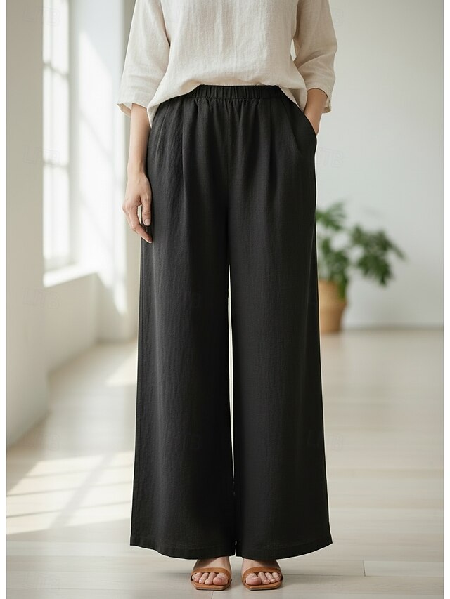 70% Linen Women's Linen Pants Culottes Wide Leg Wide Leg
