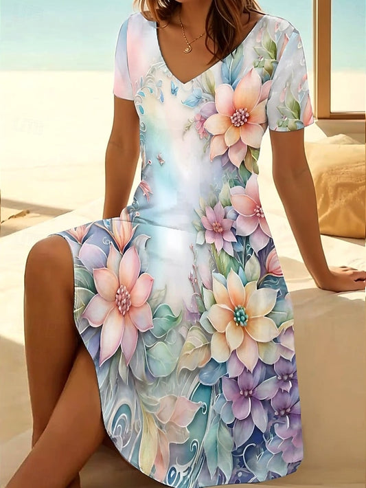 Women's Mini Dress T Shirt Dress Tee Dress Sundress A Line