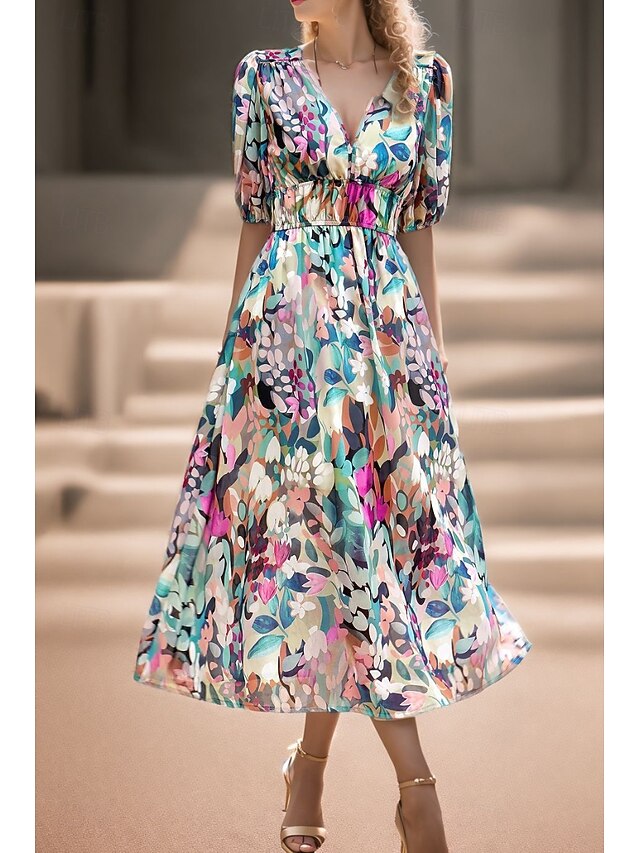 Women's Midi Dress Graduation Dress Floral Dress Fashion