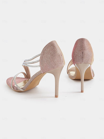 Strappy High – Heel for Women Rhinestone Crystal Sandals