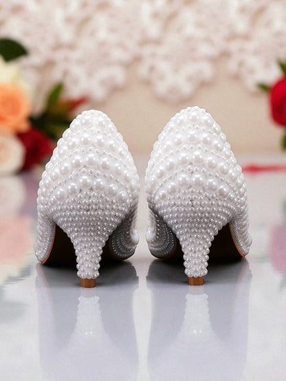Pumps Pearl-Embellished Heel and Matching Women's Kitten