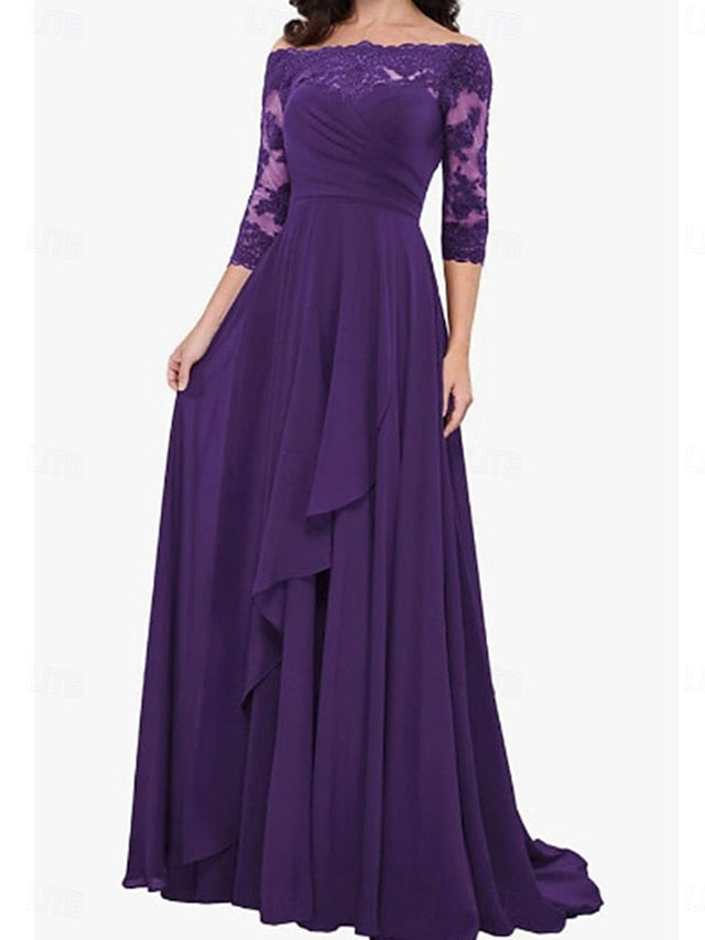 the Shoulder of A-Line Simple Mother Off Dress Elegant Bride